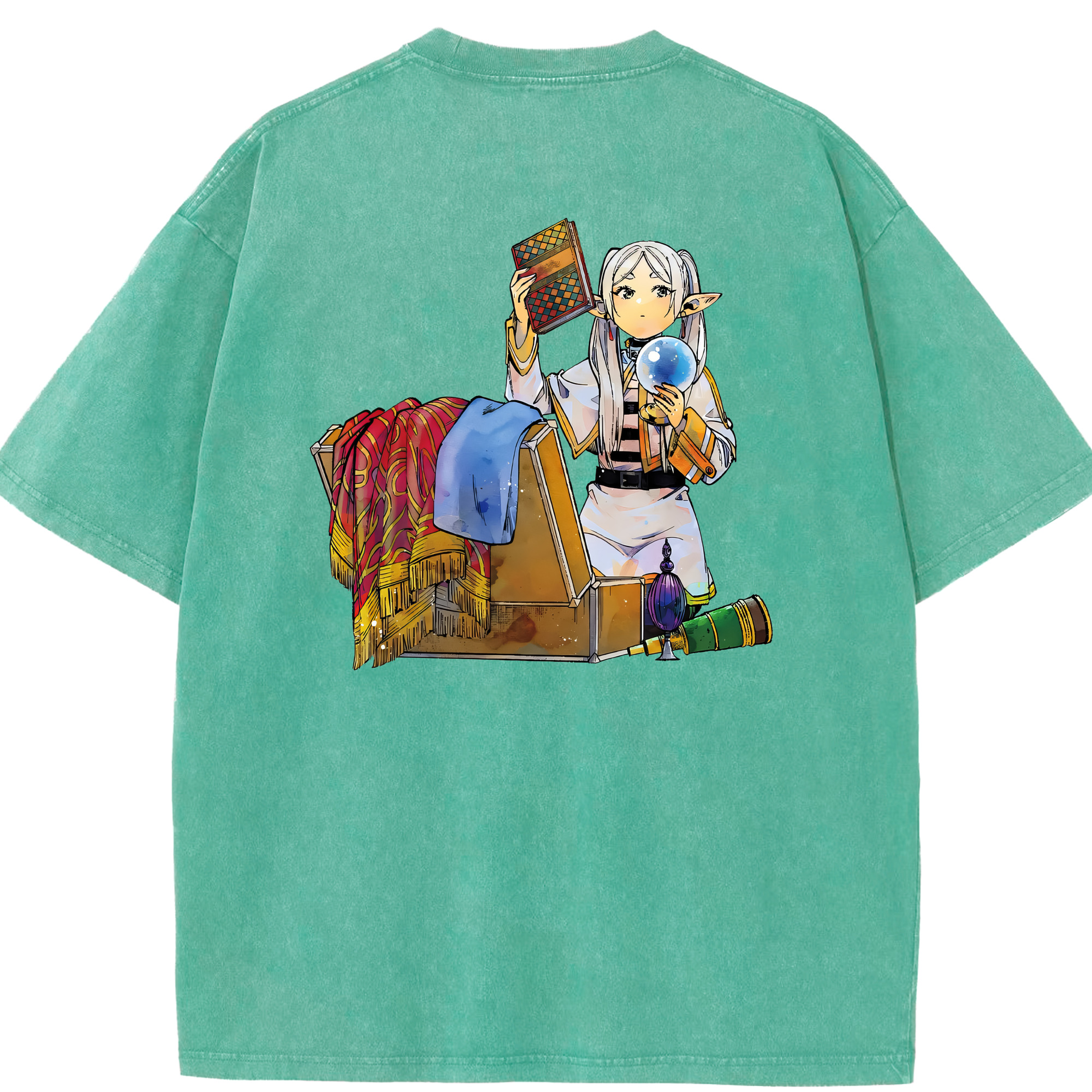 （画像用） 葬送のフリーレン Frieren 綿100% ヴィンテージ風 半袖Tシャツ（背面プリント）
